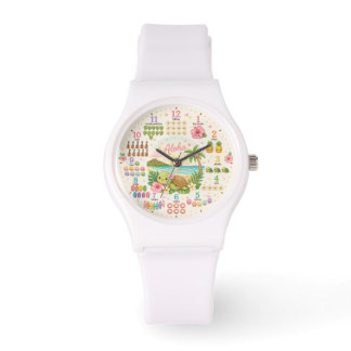 Hawaii Kawaii Honu tropische leuke klok Horloge