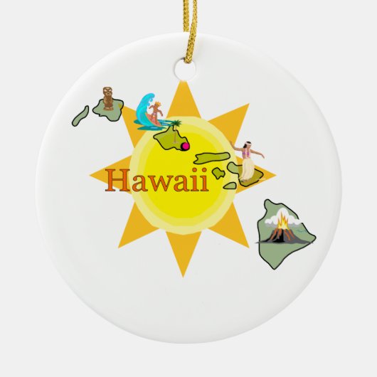 Hawaii kerstboomversiering keramisch ornament (Voorkant)