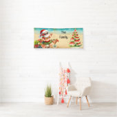 Hawaii Kerstman en Watermeloen Kerstboom Spandoek (Insitu)