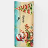 Hawaii Kerstman en Watermeloen Kerstboom Spandoek (Verticaal)