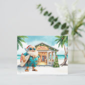 Hawaii Kerstman houdt surfplank Kerstmis Briefkaart (Staand voorkant)