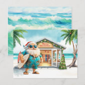 Hawaii Kerstman houdt surfplank Kerstmis Briefkaart (Voorkant / Achterkant)