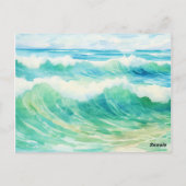 Hawaii Kerstman houdt surfplank Kerstmis Briefkaart (Achterkant)