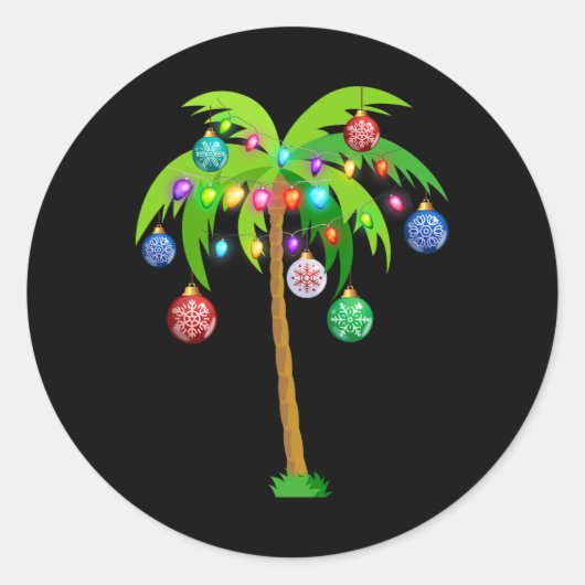 Hawaii kerstpalm - Tropische broodkokosnoot L Ronde Sticker (Voorkant)