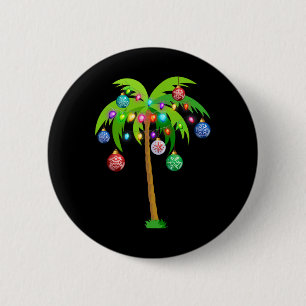 Hawaii Kerstpalmboom Tropische Kerstmis Kokosnoot Ronde Button 5,7 Cm