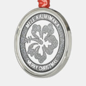 Hawaii Kerstzilverglitter hibiscus ornament (Links)