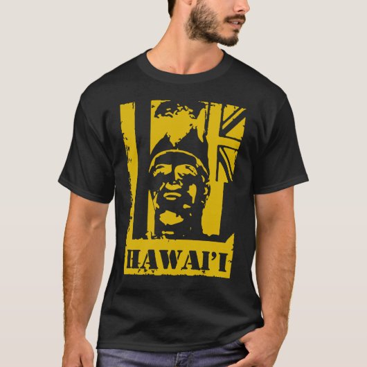 Hawai'i King Kamehameha Mustard Yellow Ink T-shirt (Voorkant)