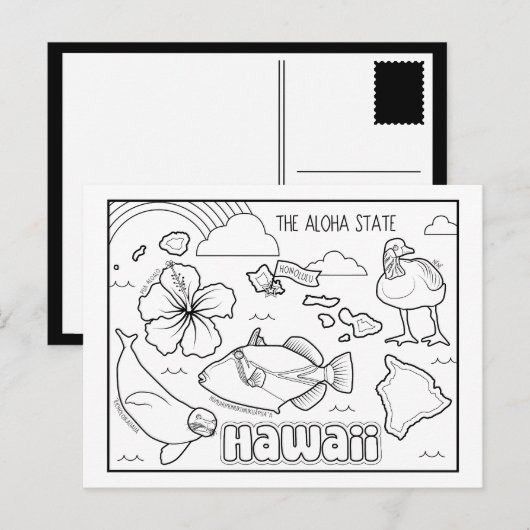 Hawaii kleur me collage briefkaart (Voorkant / Achterkant)