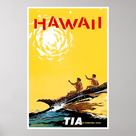 Hawaii Kunst TIA Reisposter Outrigger Print (Voorkant)