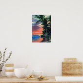 Hawaii kust op zonsondergang poster (Keuken)