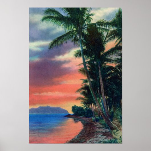 Hawaii kust op zonsondergang poster (Voorkant)