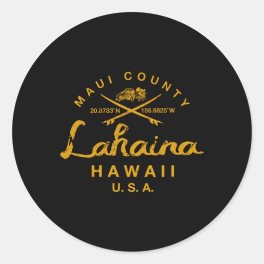 Hawaii Lahaina Maui Surfen Ronde Sticker (Voorkant)