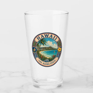 Hawaii Landschap Illustratie Reis Kunst Badge Glas