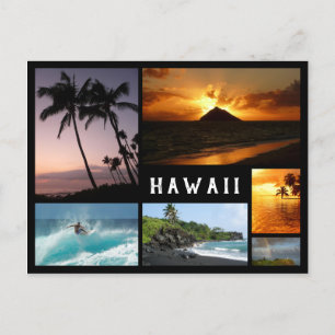 Hawaii landschappen zwarte lijst collage briefkaart