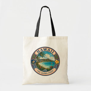 Hawaii Landschapsillustratie Reis Kunst Badge Tote Bag