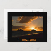 Hawaii Lanikai sunrise briefkaart zwarte tekst (Voorkant / Achterkant)