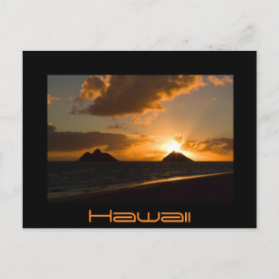 Hawaii Lanikai sunrise briefkaart zwarte tekst