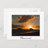 Hawaii Lanikai sunrise white text briefkaart (Voorkant / Achterkant)