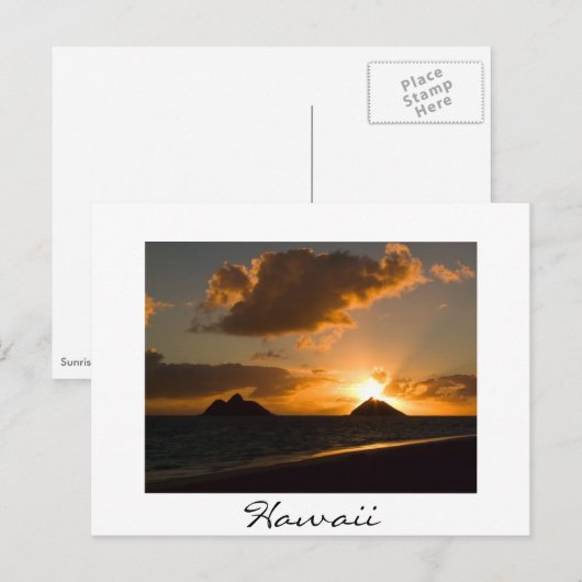 Hawaii Lanikai sunrise white text briefkaart (Voorkant / Achterkant)