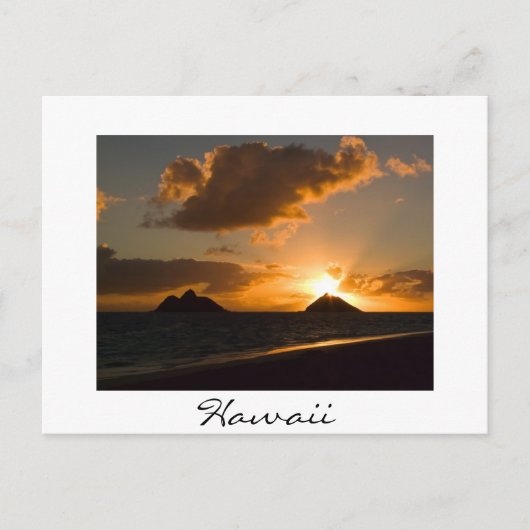 Hawaii Lanikai sunrise white text briefkaart (Voorkant)