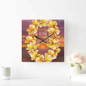 Hawai'i Lei Clock met Aloha Vierkante Klok (Huis)