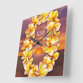 Hawai'i Lei Clock met Aloha Vierkante Klok (Hoek)