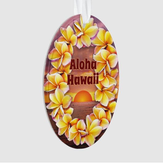 Hawai'i Lei met Aloha Acryl Ornament (voorkant)