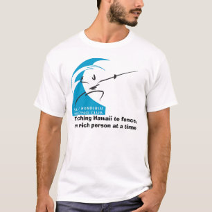 Hawaii leren omheinen, een rijke persoon in een... t-shirt