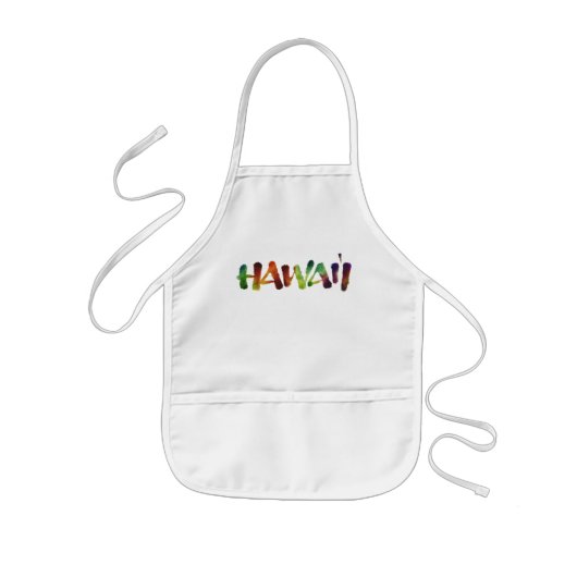Hawai'i Lettering - Fun Bright Hawaiian Luau Cook Kinder Schort (Voorkant)