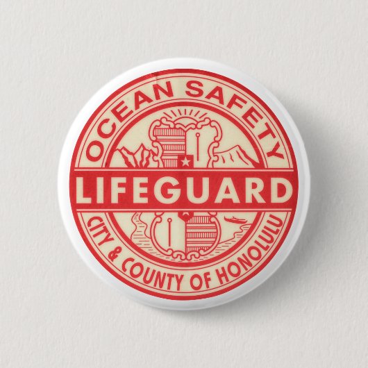 Hawaii Lifeguard Logo Ronde Button 5,7 Cm (Voorkant)