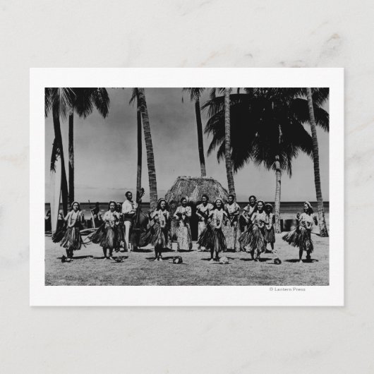 Hawaii - Lijn van Hula Girls Dancing Briefkaart (Voorkant)