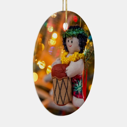 Hawaii Little Drummer Boy Oval met kerstversiering Keramisch Ornament (Rechts)