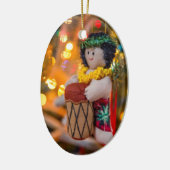 Hawaii Little Drummer Boy Oval met kerstversiering Keramisch Ornament (Links)