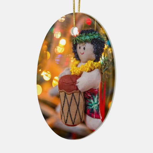 Hawaii Little Drummer Boy Oval met kerstversiering Keramisch Ornament (Links)