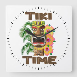 Hawaii Luau Tiki Time Vierkante Klok