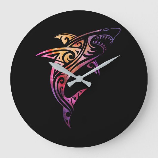 Hawaii Mano Tribal Shark Lover Grote Klok (Voorkant)