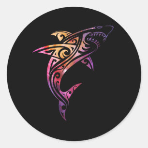Hawaii Mano Tribal Shark Lover Ronde Sticker