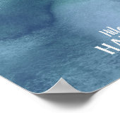 Hawaii Map Blauwe Waterverf Aangepaste Art Print (Hoek)