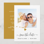 Hawaii Map Foto Weddenschap Save the Date Card (Voorkant / Achterkant)
