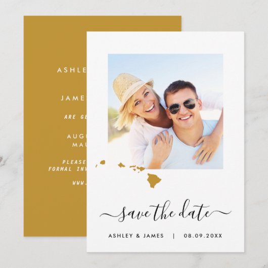 Hawaii Map Foto Weddenschap Save the Date Card (Voorkant / Achterkant)