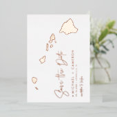 Hawaii Map Minimalist Save the Date Roos Gold Folie Uitnodiging (Staand Voorkant)