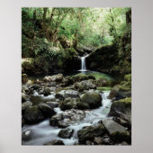 Hawaii, Maui, een waterval stroomt naar de blauwe Poster (Voorkant)