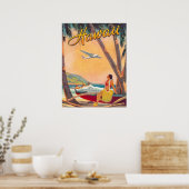 Hawaii, meisje met een romp aan de tropische kust, poster (Keuken)