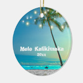 Hawaii Mele Kalikimaka Foto 2 Palms String Lights Keramisch Ornament (Links)
