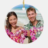 Hawaii Mele Kalikimaka Foto 2 Palms String Lights Keramisch Ornament (Achterkant)