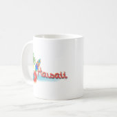 Hawaii met palmen, bloemen en surfboard koffiemok (Voorkant links)