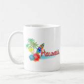 Hawaii met palmen, bloemen en surfboard koffiemok (Links)