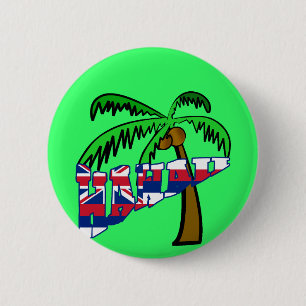Hawaii met palmstructuurproducten ronde button 5,7 cm