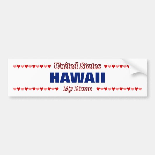 HAWAII - Mijn thuisland - Verenigde Staten; Harten Bumpersticker (Voorkant)
