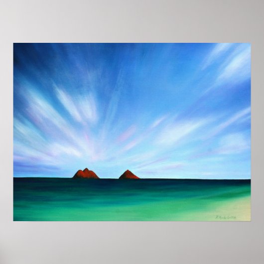 Hawaii Mokulua Islands Ocean Art Poster Print (Voorkant)